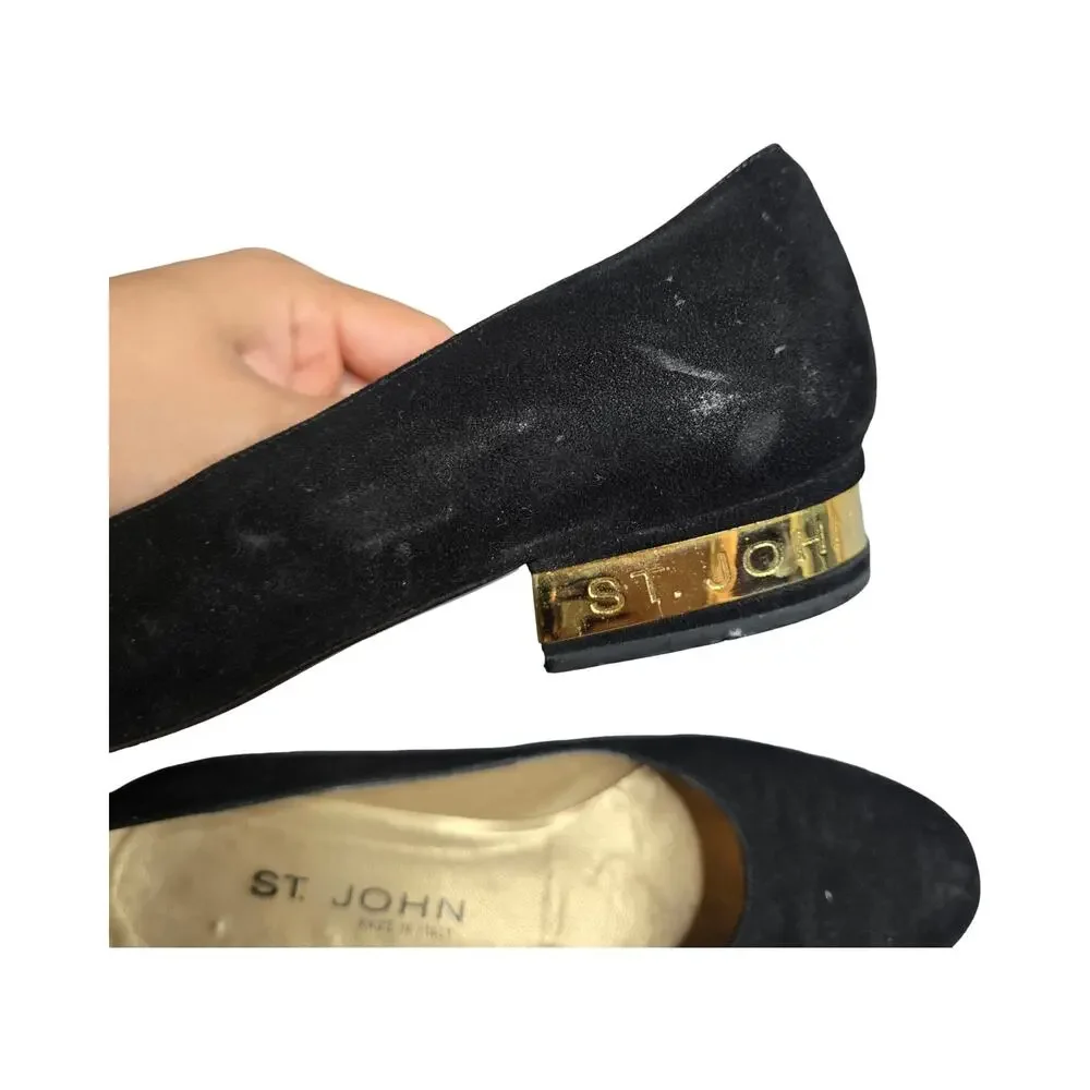 St.John‎ Vintage Womens Black Suede Shoes Pumps Made In Italy Size: 7.5